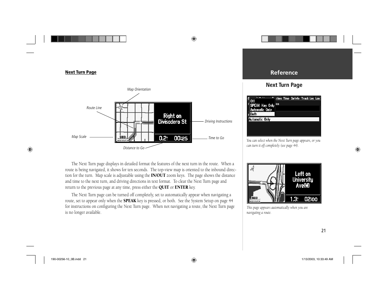 Reference next turn page | Garmin StreetPilot III User Manual | Page 23 / 74