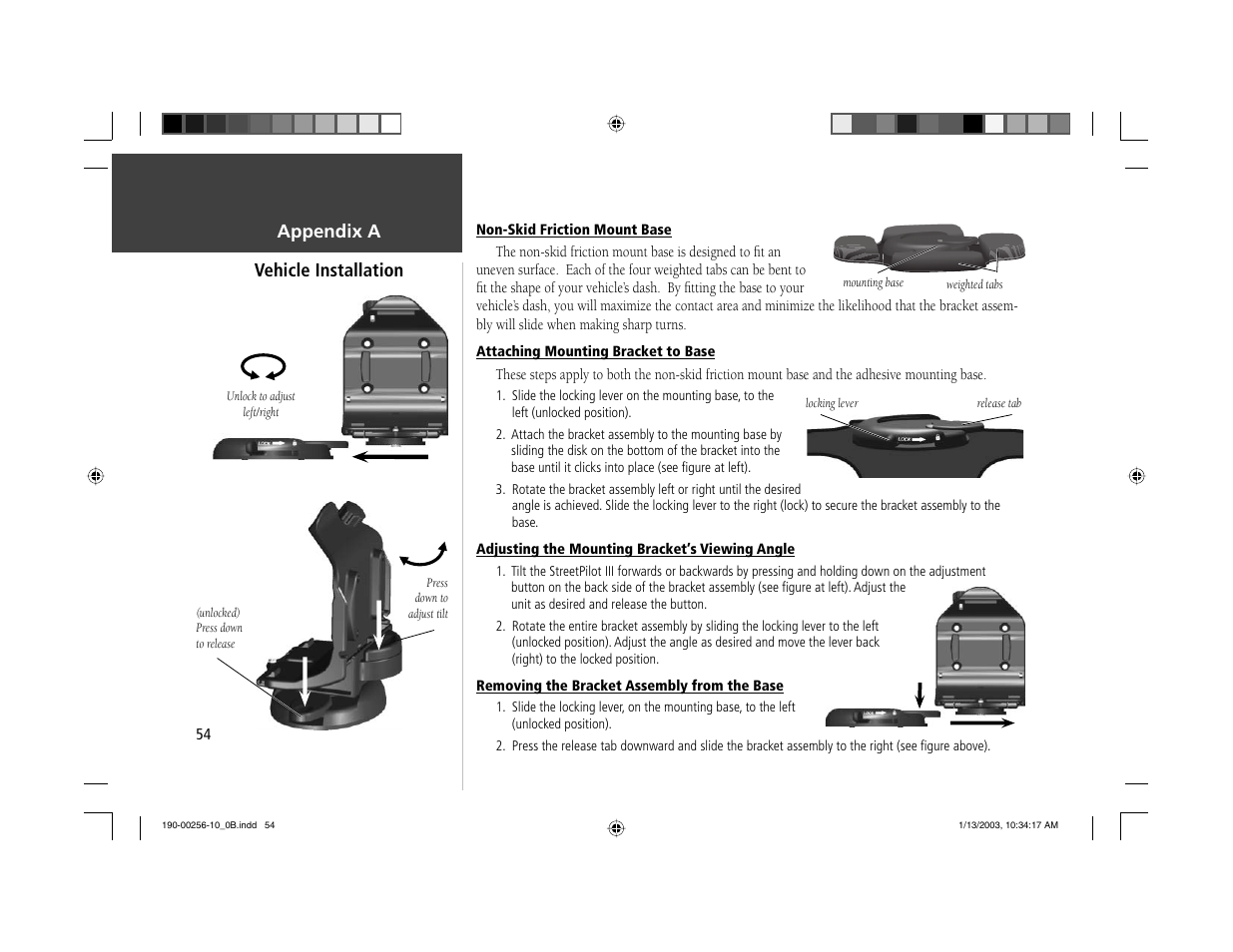 Appendix a vehicle installation | Garmin StreetPilot III User Manual | Page 56 / 74