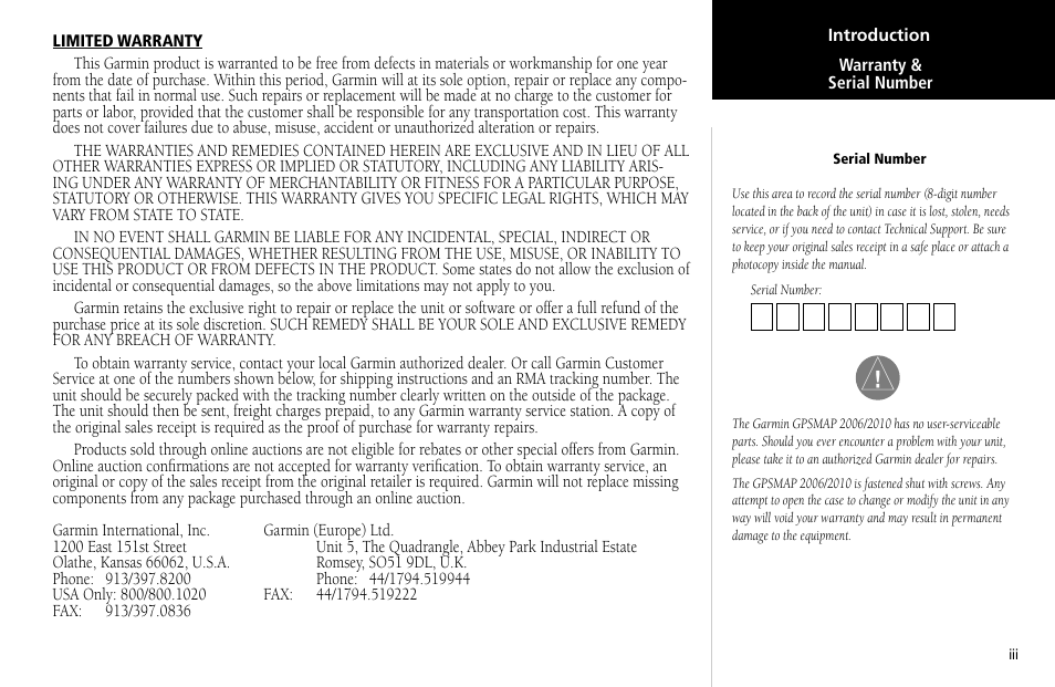 Garmin GPSMAP 2006C User Manual | Page 6 / 104