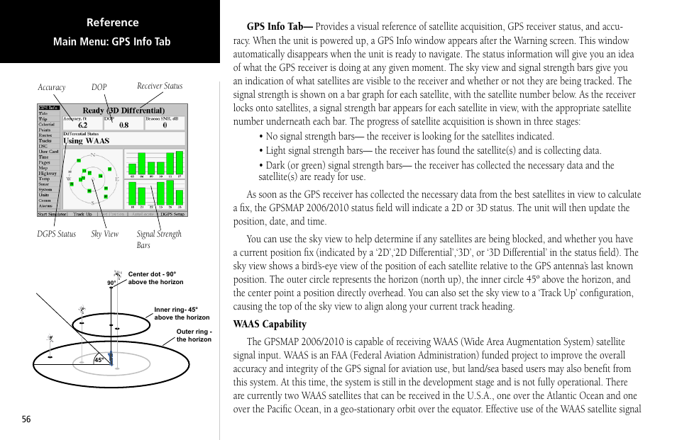 Main menu: gps info tab | Garmin GPSMAP 2006C User Manual | Page 65 / 104