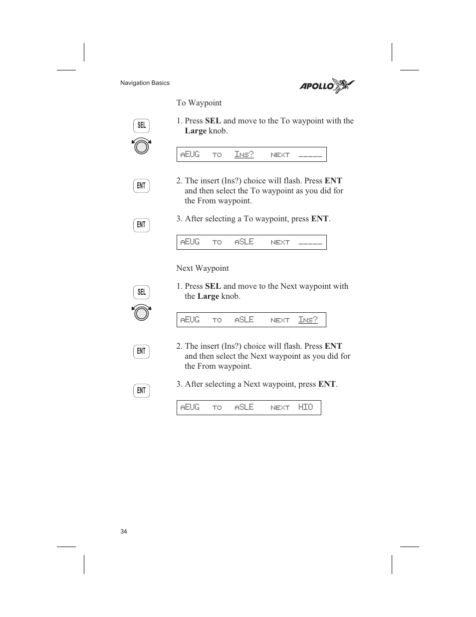 Next 34, To 34 | Garmin SL60 User Manual | Page 44 / 134