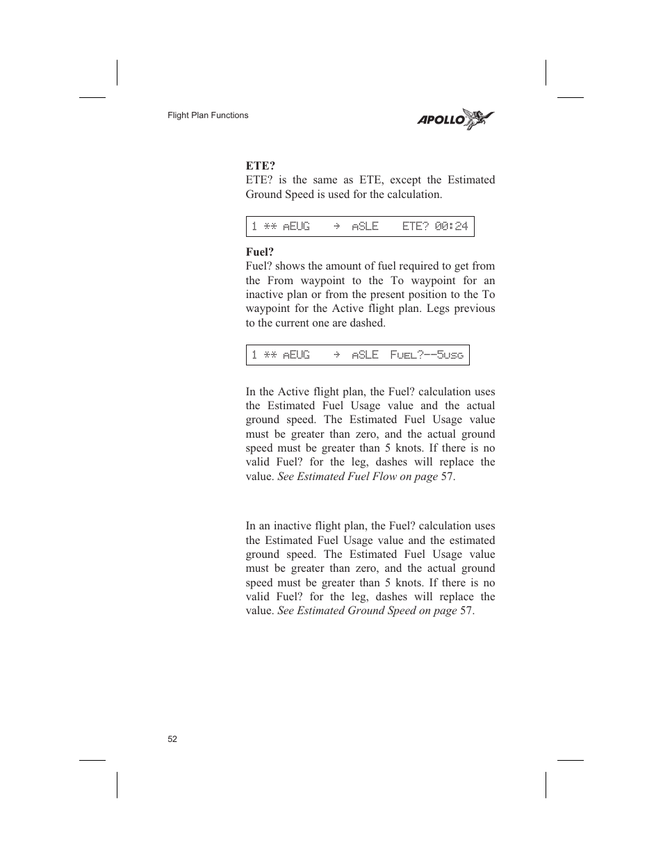 Fuel 52 | Garmin SL60 User Manual | Page 62 / 134