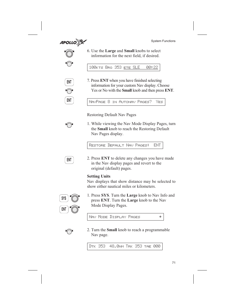 Setting units 71, Setting units | Garmin SL60 User Manual | Page 81 / 134