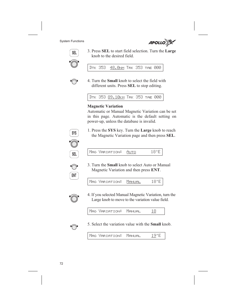 Magnetic variation 72, Magnetic variation | Garmin SL60 User Manual | Page 82 / 134