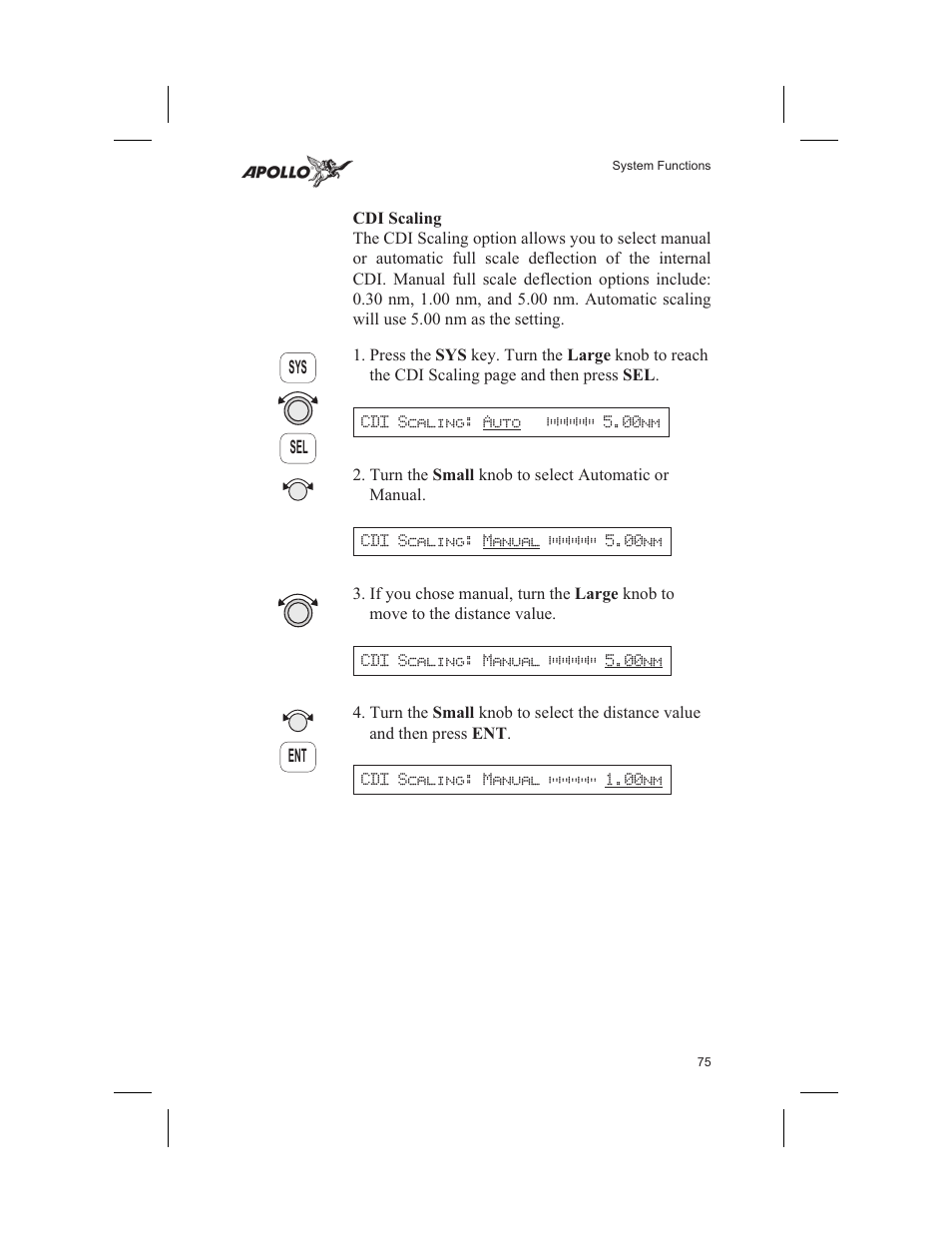 Cdi scaling 75, Scaling 75, Cdi scaling | Garmin SL60 User Manual | Page 85 / 134