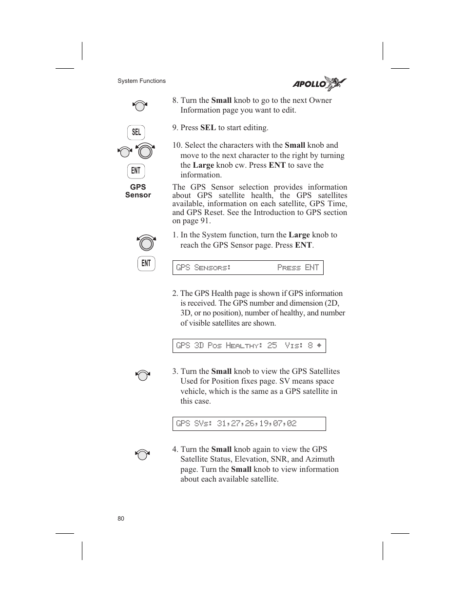 Gps sensor 80, Gps 80, 81, 91, Health 80 | Time 80, Gps sensor | Garmin SL60 User Manual | Page 90 / 134