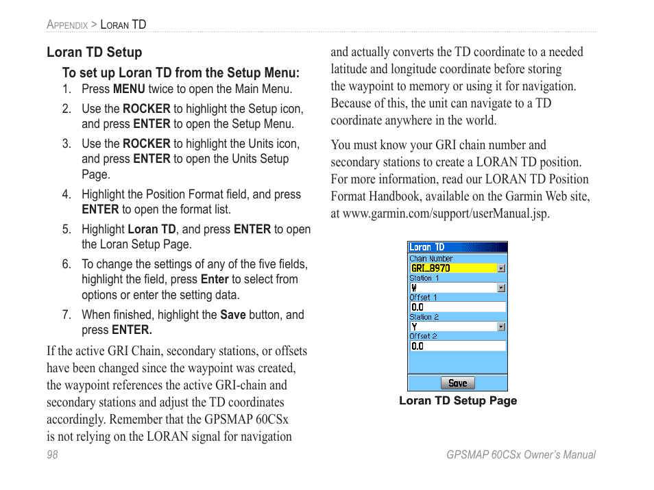 Garmin GPSMAP 60CSx User Manual | Page 108 / 116