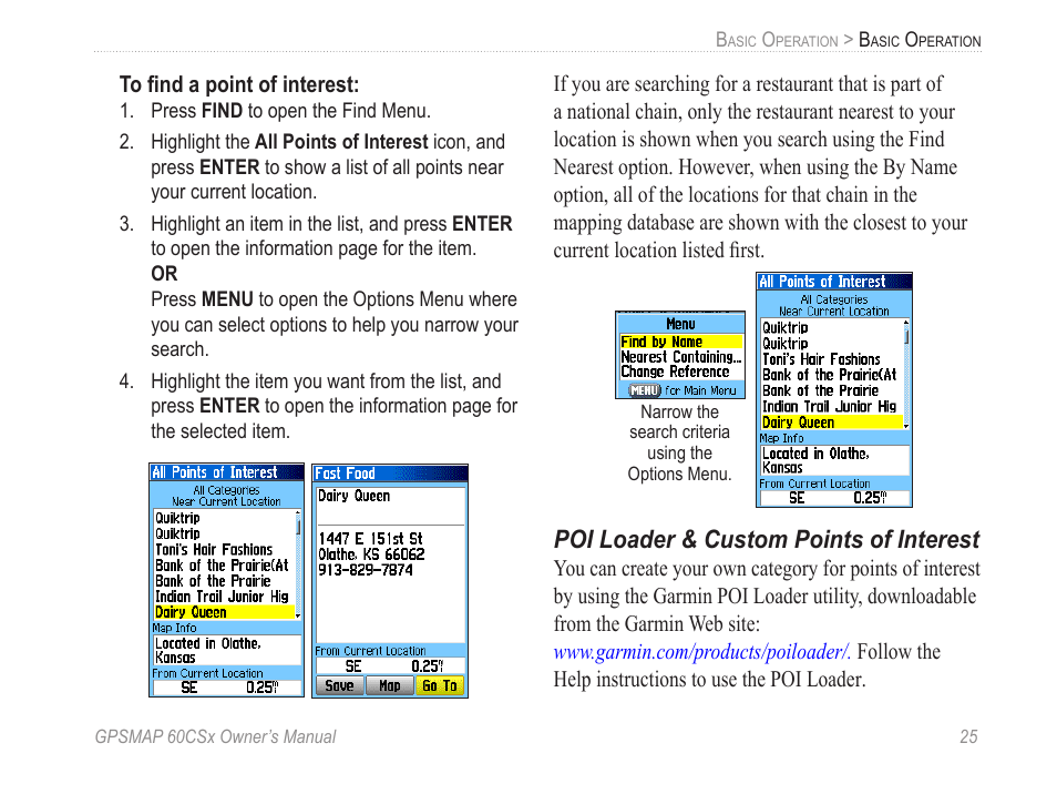 Poi loader & custom points of interest | Garmin GPSMAP 60CSx User Manual | Page 35 / 116