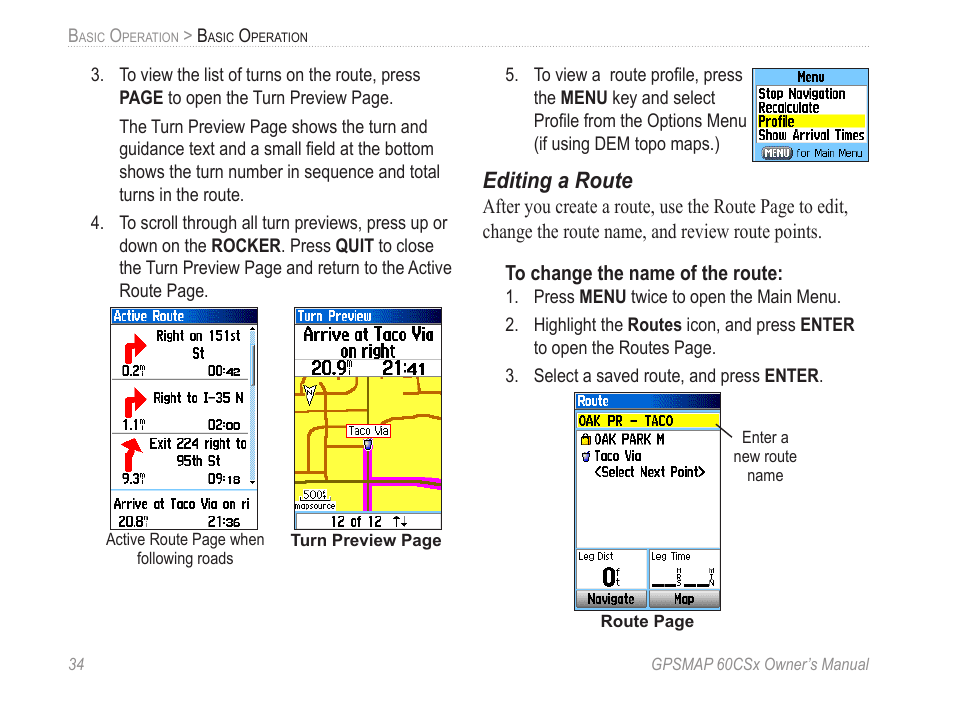 Editing a route | Garmin GPSMAP 60CSx User Manual | Page 44 / 116
