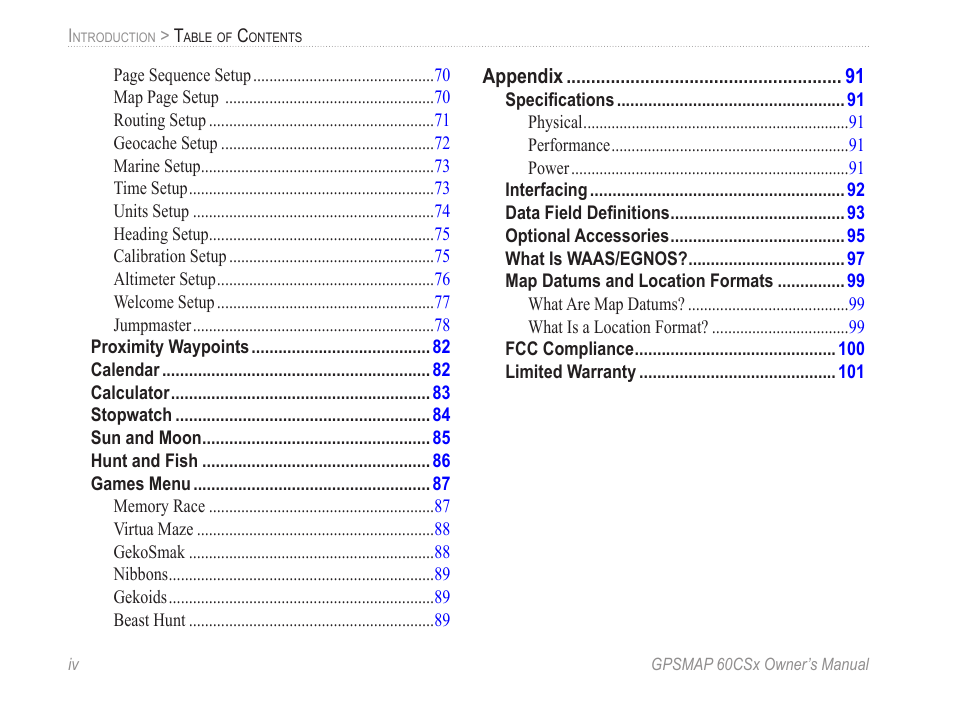 Garmin GPSMAP 60CSx User Manual | Page 6 / 116