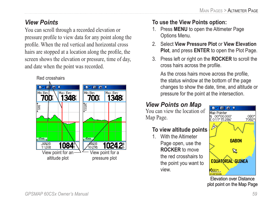 View points, View points on map | Garmin GPSMAP 60CSx User Manual | Page 69 / 116