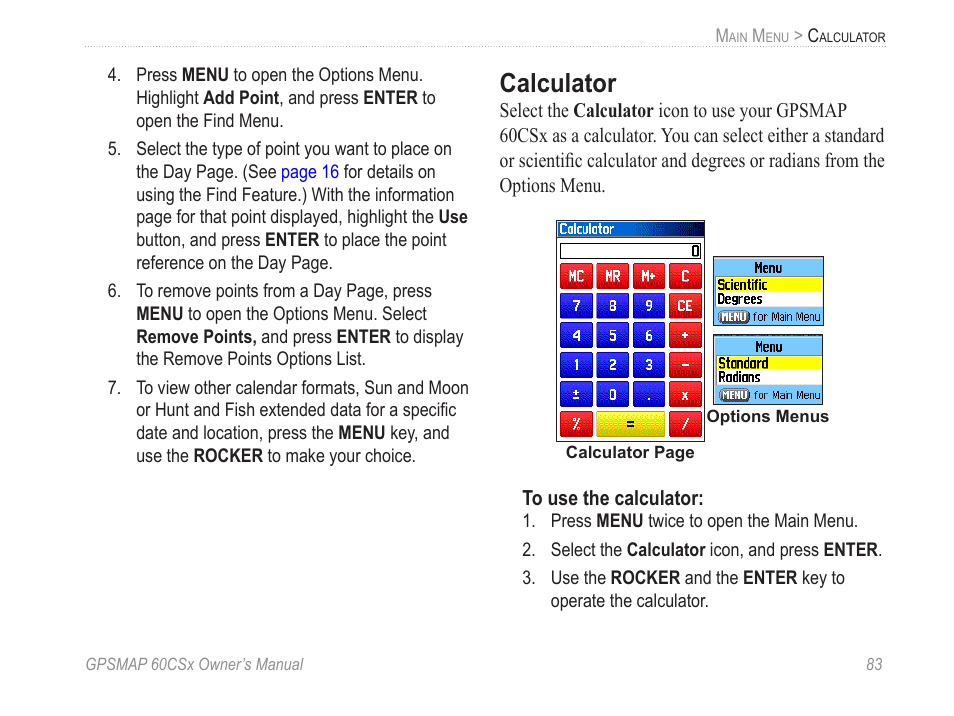 Calculator | Garmin GPSMAP 60CSx User Manual | Page 93 / 116