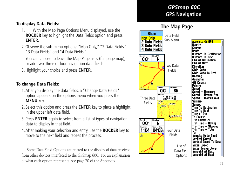 Gpsmap 60c gps navigation the map page | Garmin GPSMAP 60C User Manual | Page 21 / 96