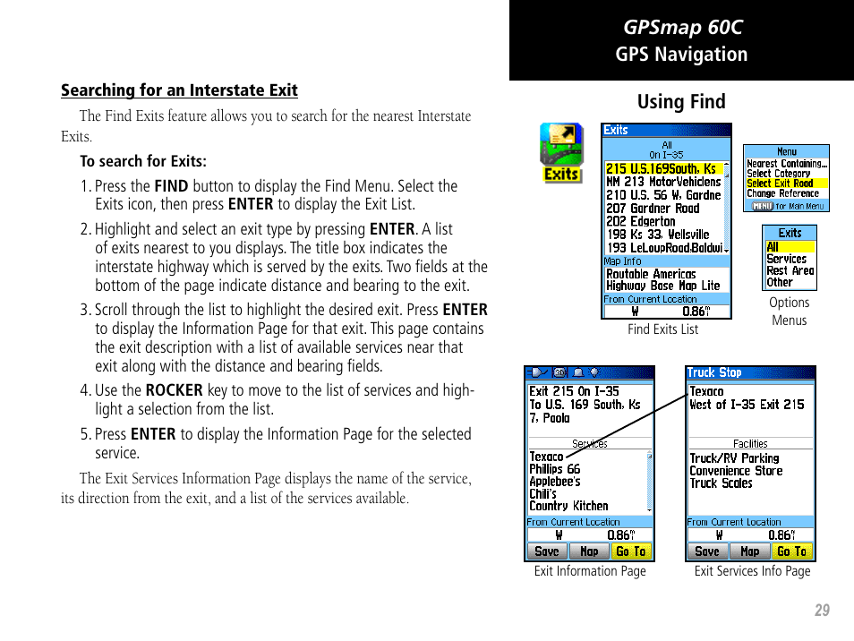 Gpsmap 60c gps navigation using find | Garmin GPSMAP 60C User Manual | Page 39 / 96