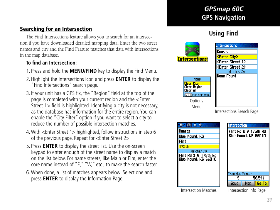 Gpsmap 60c gps navigation using find | Garmin GPSMAP 60C User Manual | Page 41 / 96