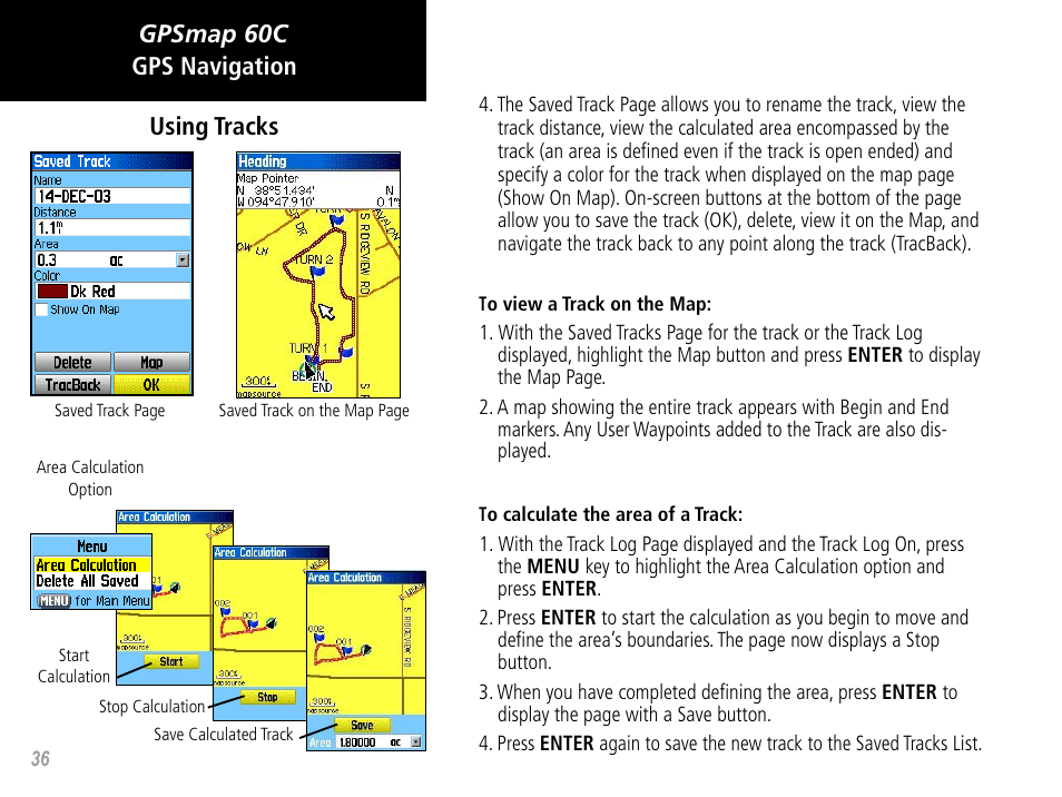 Gpsmap 60c gps navigation using tracks | Garmin GPSMAP 60C User Manual | Page 46 / 96