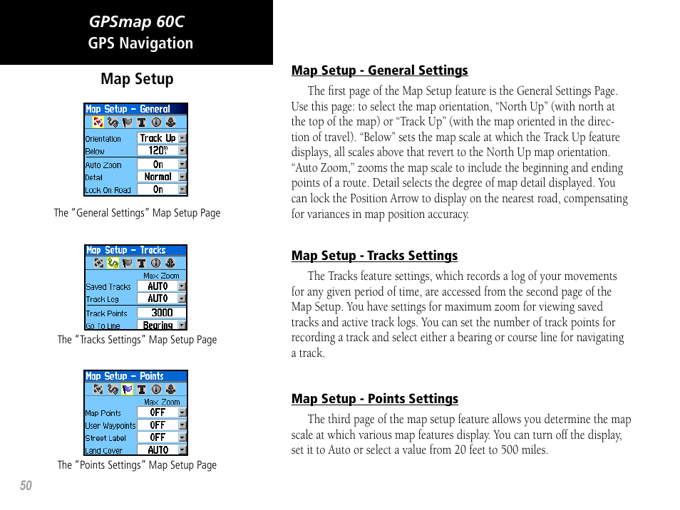 Gpsmap 60c, Gps navigation map setup | Garmin GPSMAP 60C User Manual | Page 60 / 96