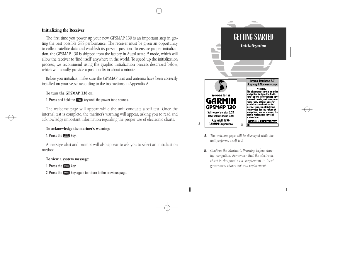 Getting started | Garmin GPSMAP 130 User Manual | Page 11 / 94