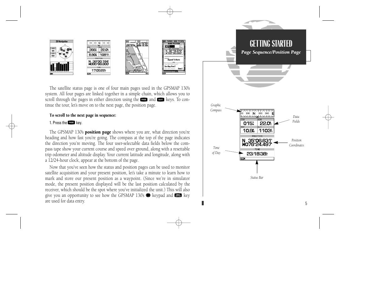 Getting started | Garmin GPSMAP 130 User Manual | Page 15 / 94