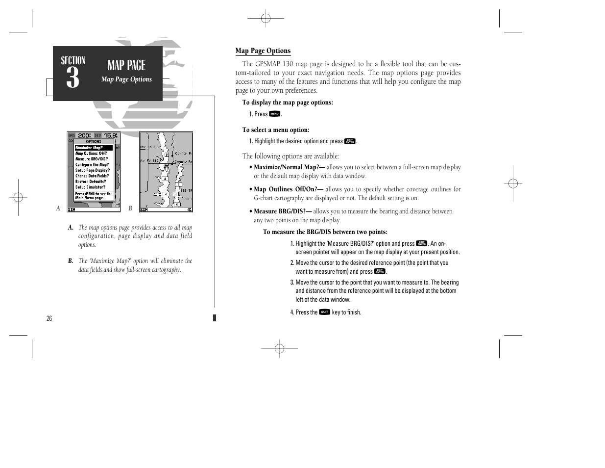 Map page | Garmin GPSMAP 130 User Manual | Page 36 / 94