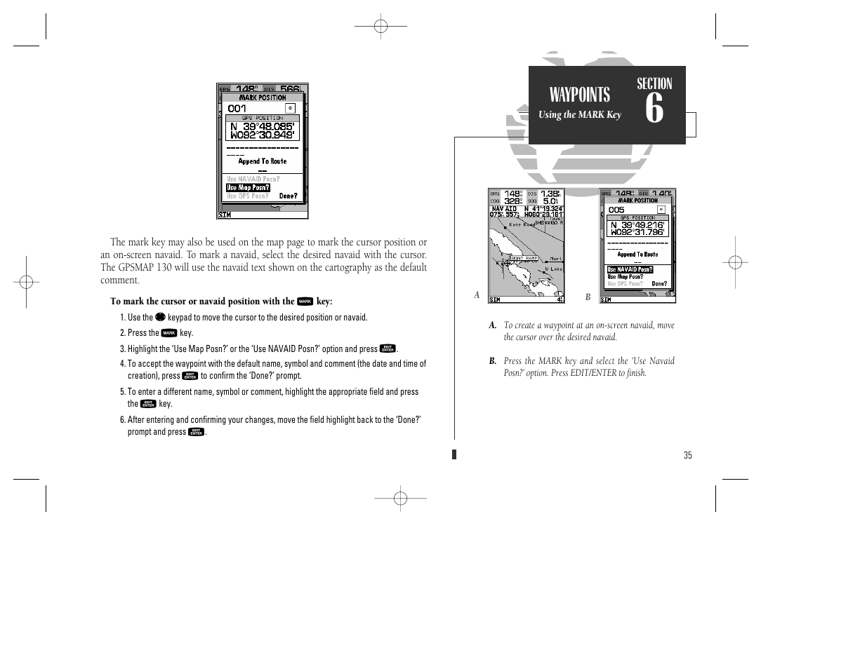 Waypoints | Garmin GPSMAP 130 User Manual | Page 45 / 94