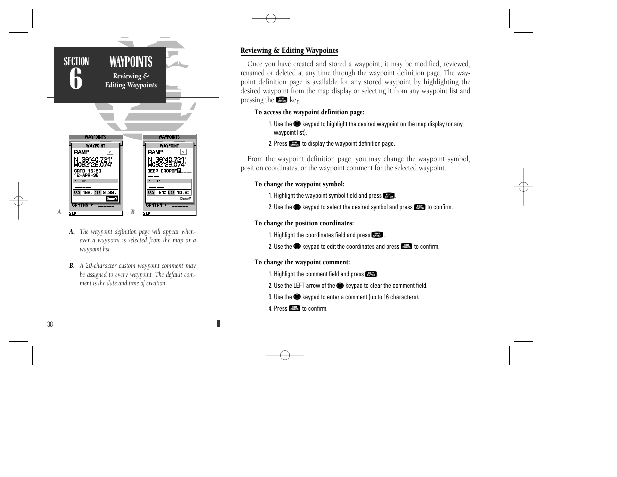 Waypoints | Garmin GPSMAP 130 User Manual | Page 48 / 94