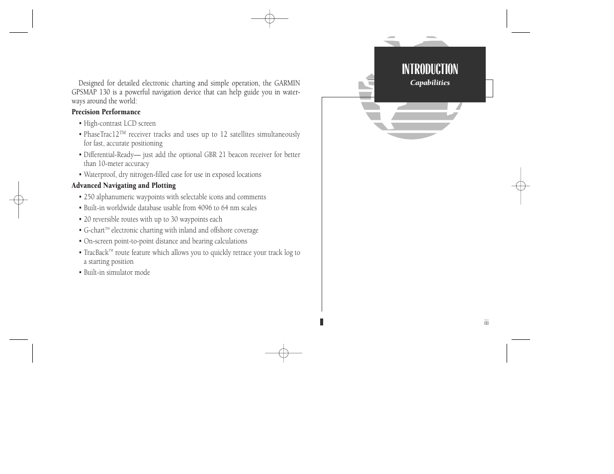 Introduction | Garmin GPSMAP 130 User Manual | Page 5 / 94