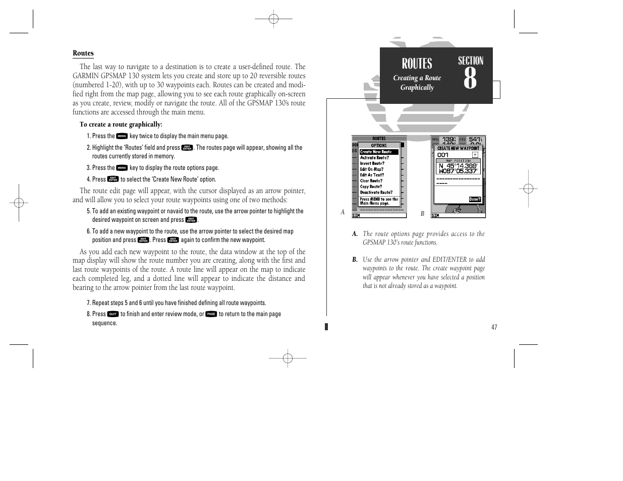 Routes | Garmin GPSMAP 130 User Manual | Page 57 / 94