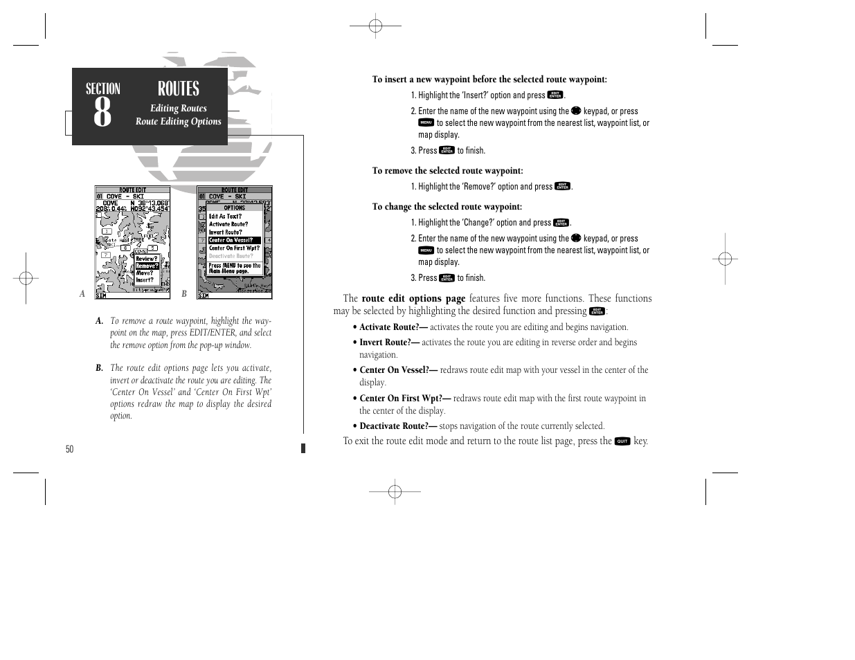 Routes | Garmin GPSMAP 130 User Manual | Page 60 / 94