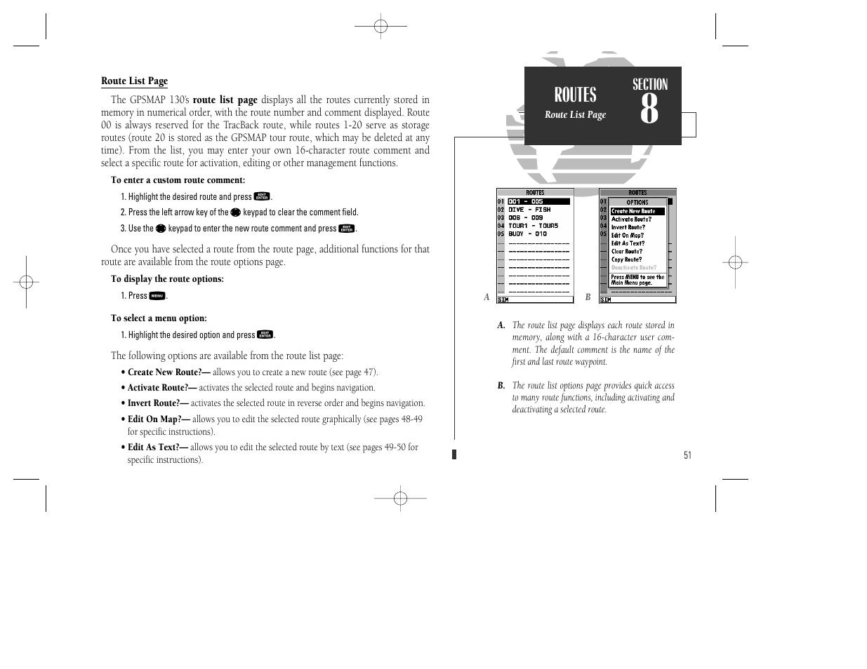 Routes | Garmin GPSMAP 130 User Manual | Page 61 / 94