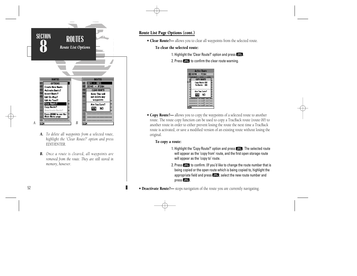 Routes | Garmin GPSMAP 130 User Manual | Page 62 / 94