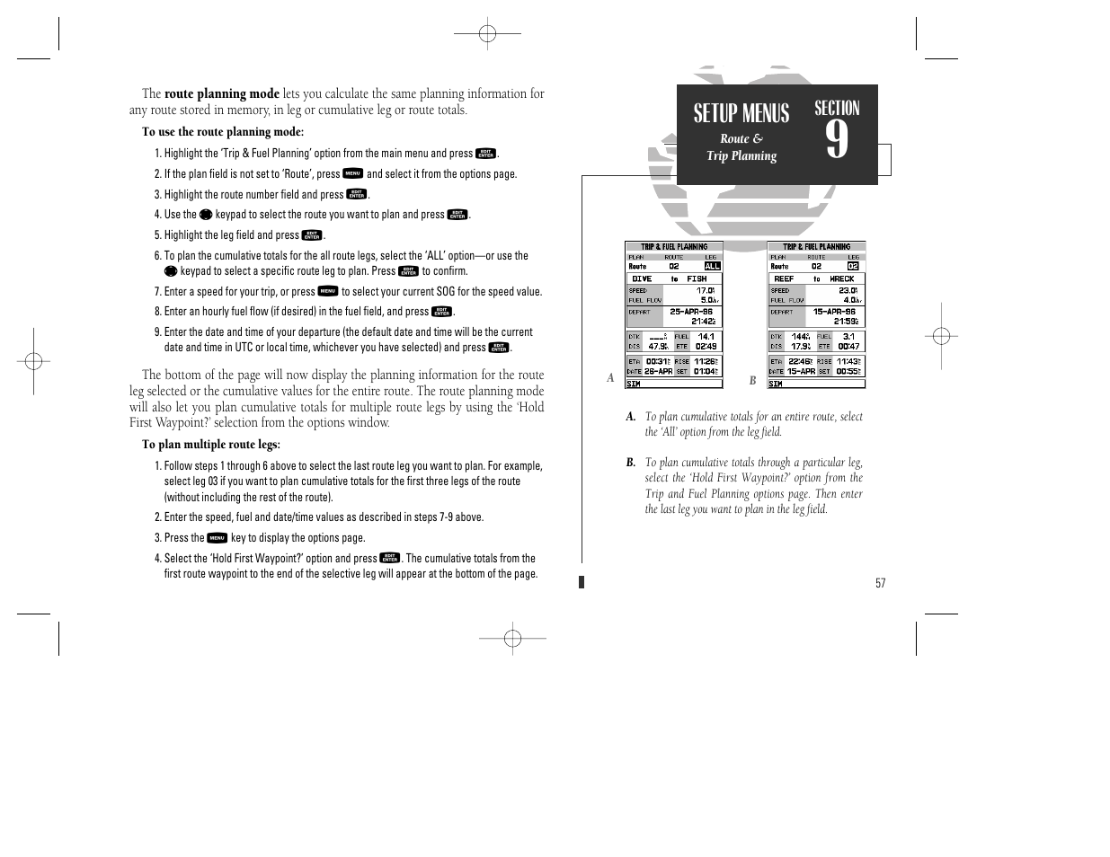 Setup menus | Garmin GPSMAP 130 User Manual | Page 67 / 94