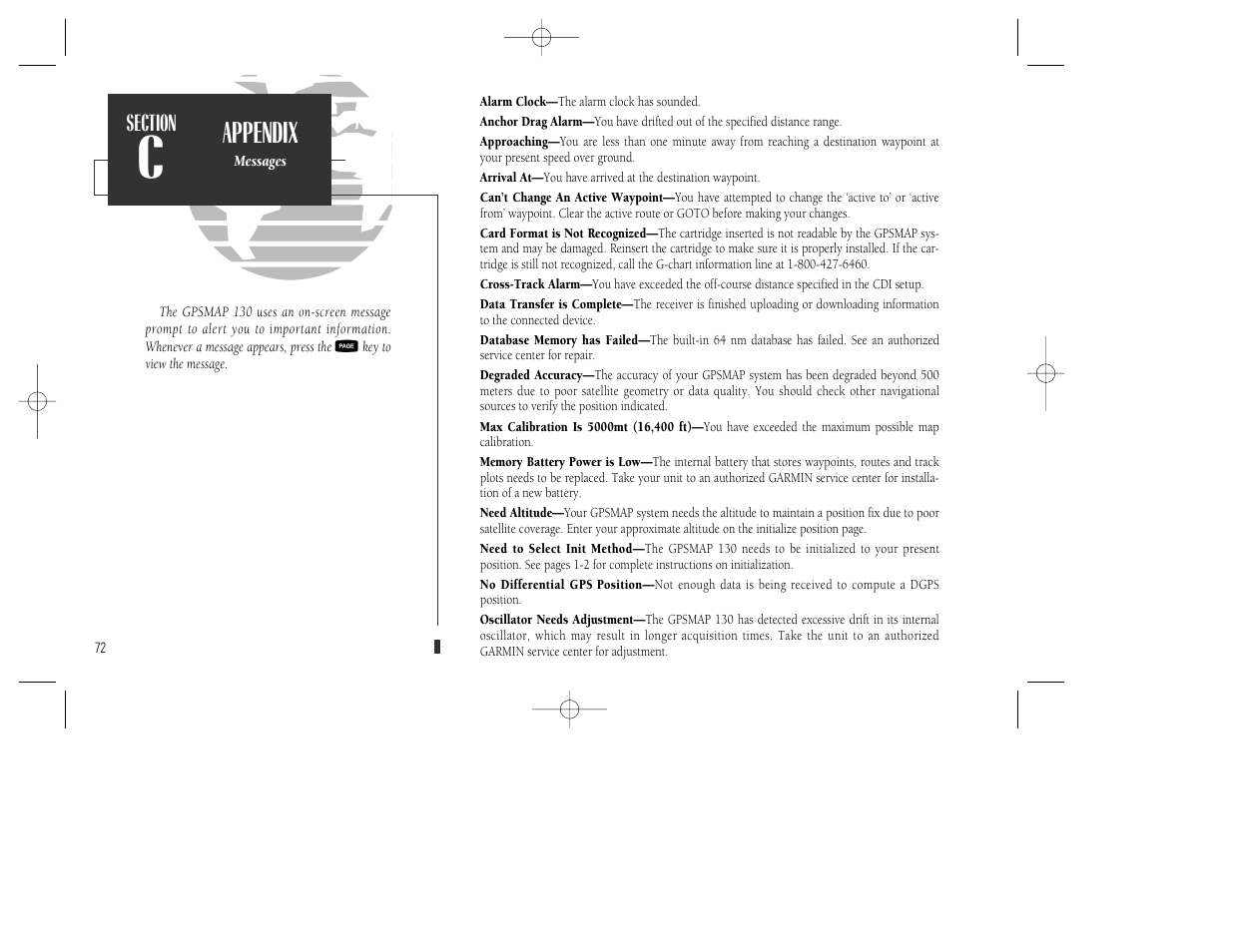 Appendix | Garmin GPSMAP 130 User Manual | Page 82 / 94