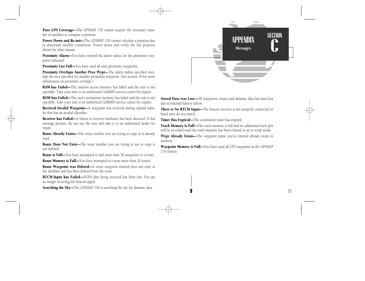 Appendix | Garmin GPSMAP 130 User Manual | Page 83 / 94