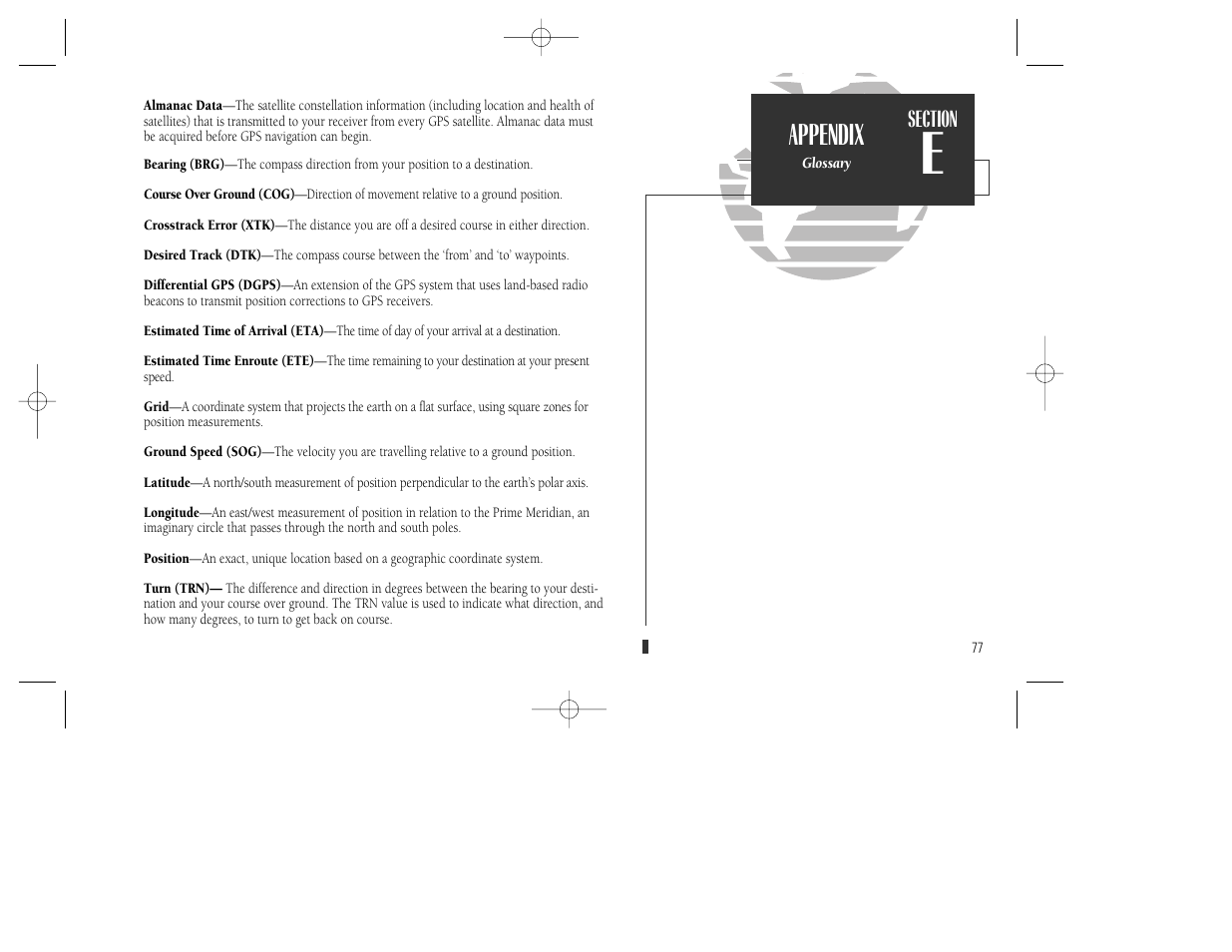 Appendix | Garmin GPSMAP 130 User Manual | Page 87 / 94