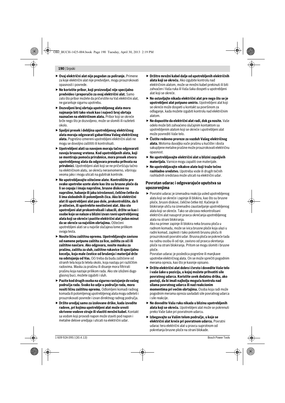 Bosch GWS 9-125 Professional User Manual | Page 190 / 270