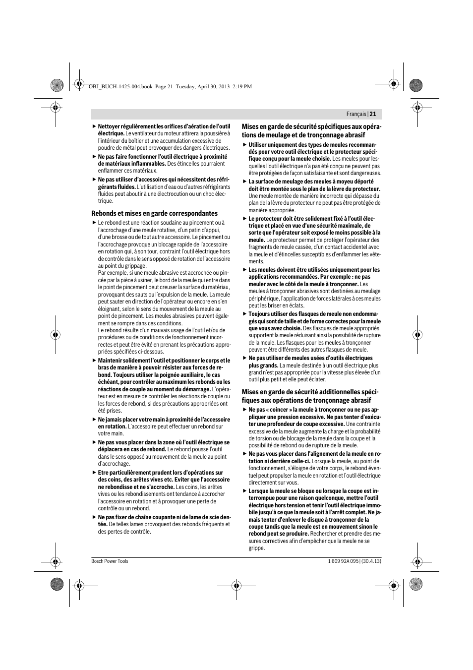 Bosch GWS 9-125 Professional User Manual | Page 21 / 270