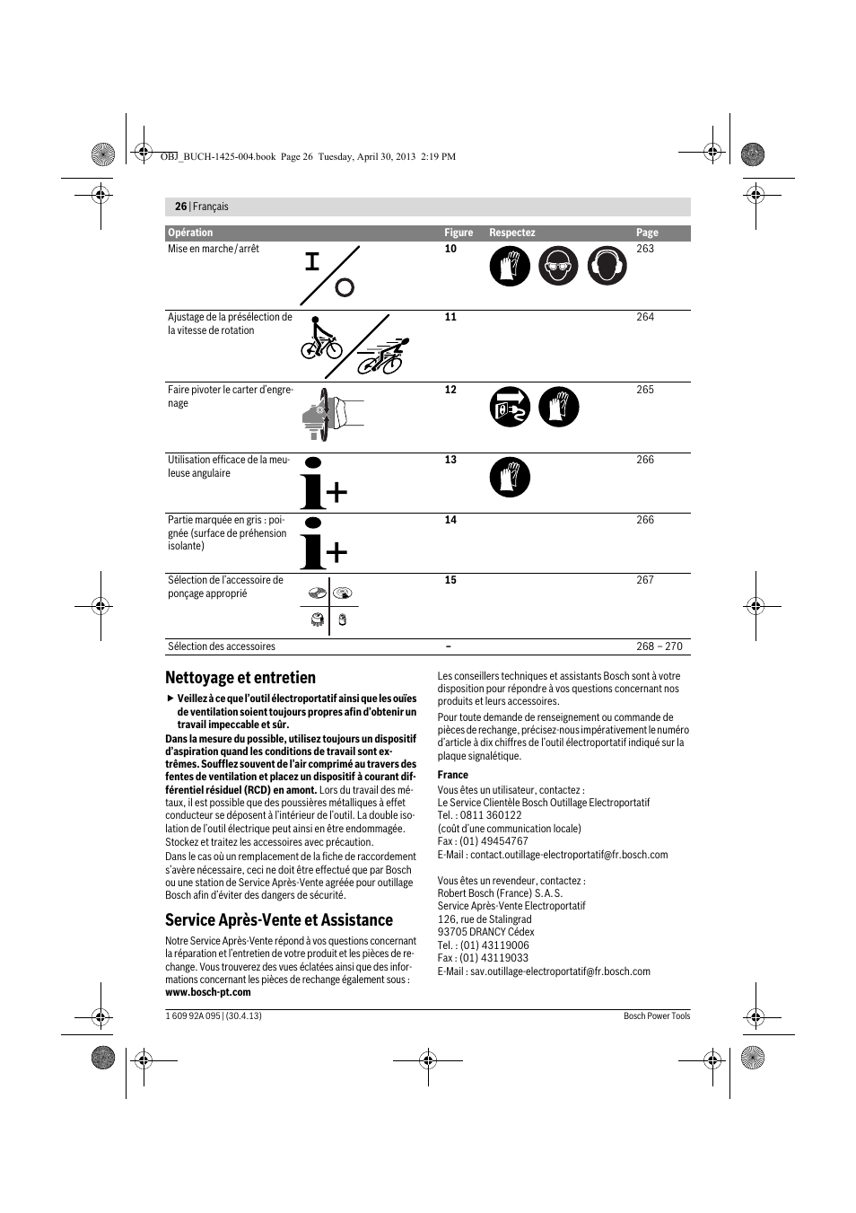 Nettoyage et entretien, Service après-vente et assistance | Bosch GWS 9-125 Professional User Manual | Page 26 / 270