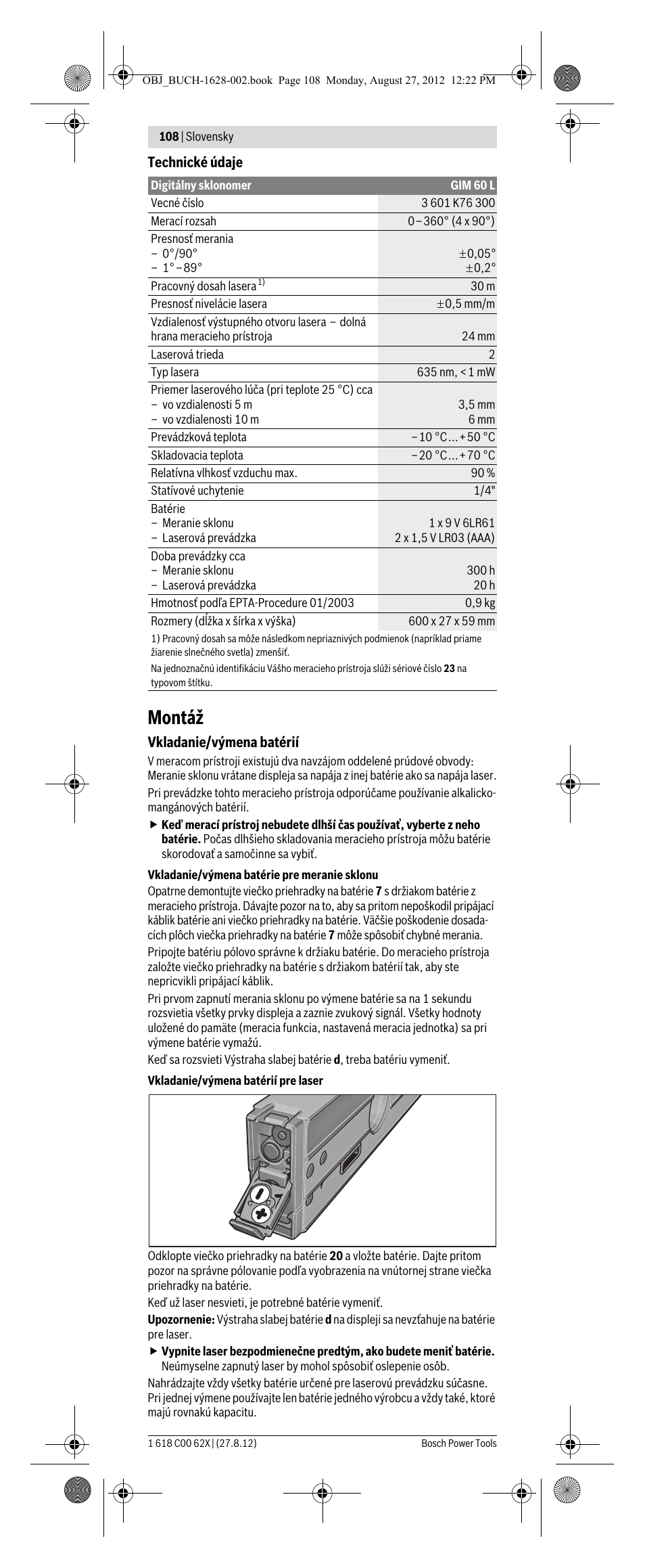 Montáž | Bosch GIM 60 L Professional User Manual | Page 108 / 222