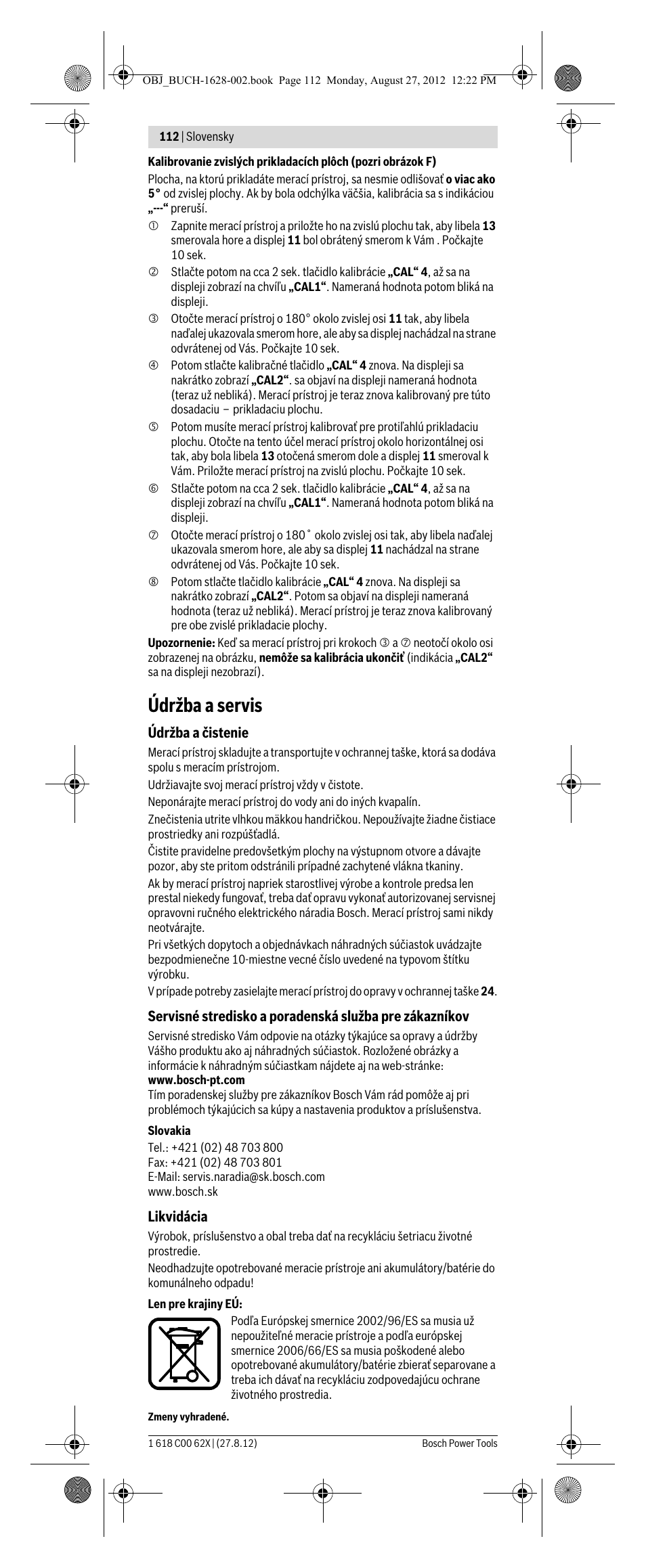 Údržba a servis | Bosch GIM 60 L Professional User Manual | Page 112 / 222