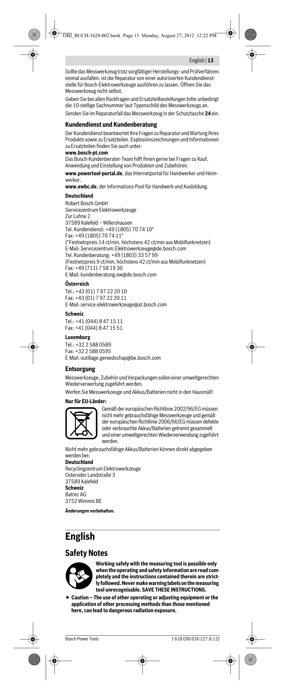 English | Bosch GIM 60 L Professional User Manual | Page 13 / 222