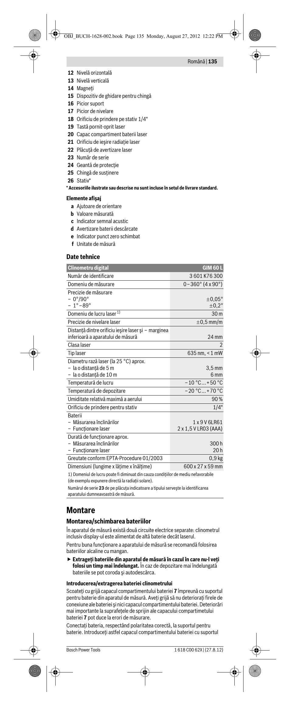 Montare | Bosch GIM 60 L Professional User Manual | Page 135 / 222