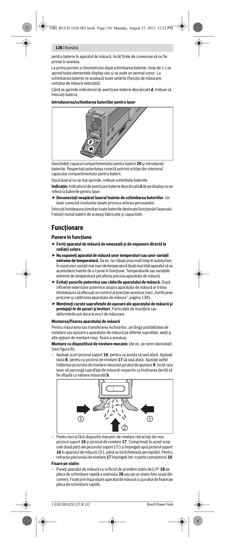 Funcţionare | Bosch GIM 60 L Professional User Manual | Page 136 / 222