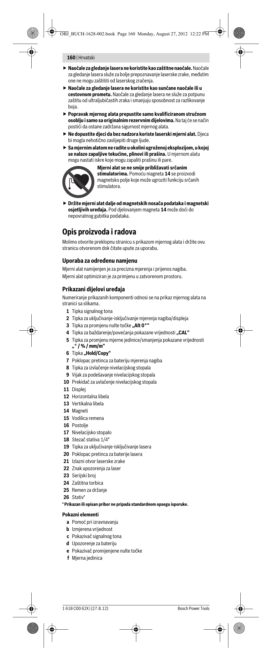 Opis proizvoda i radova | Bosch GIM 60 L Professional User Manual | Page 160 / 222