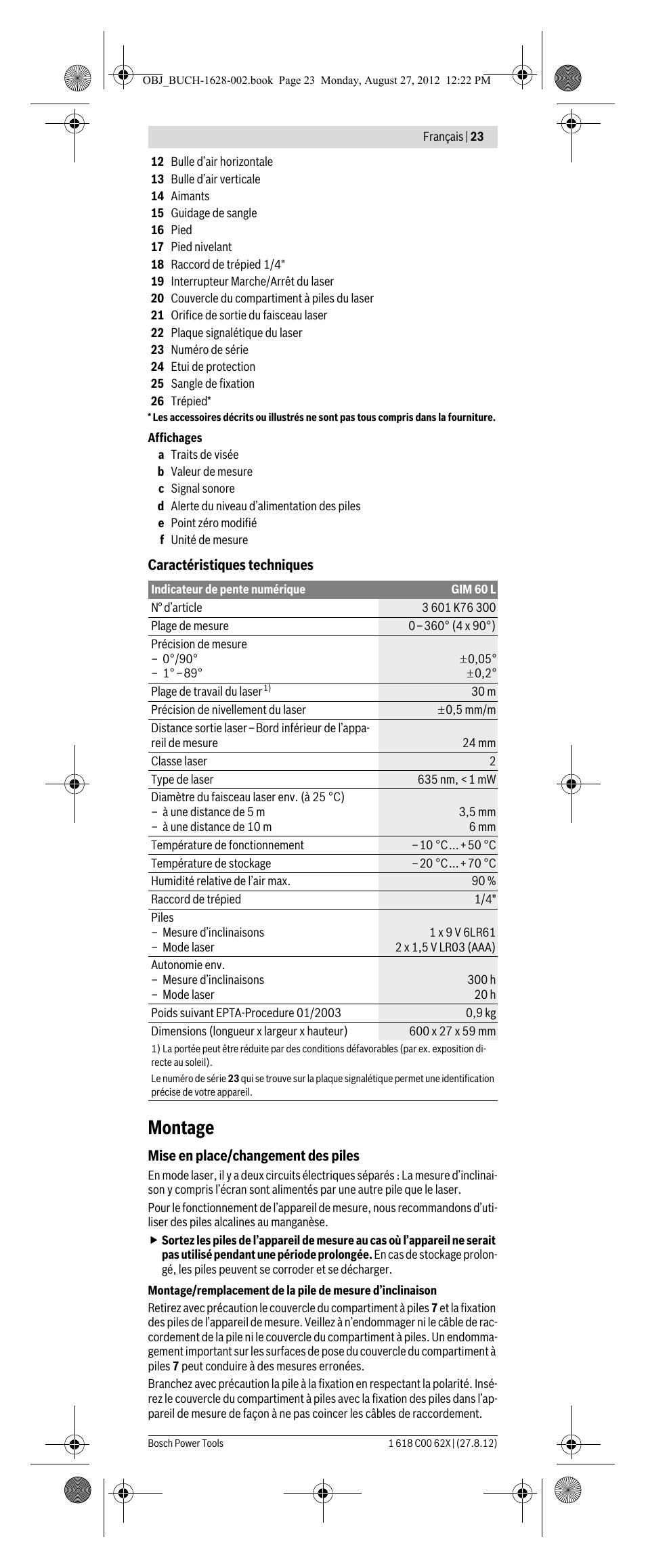 Montage | Bosch GIM 60 L Professional User Manual | Page 23 / 222