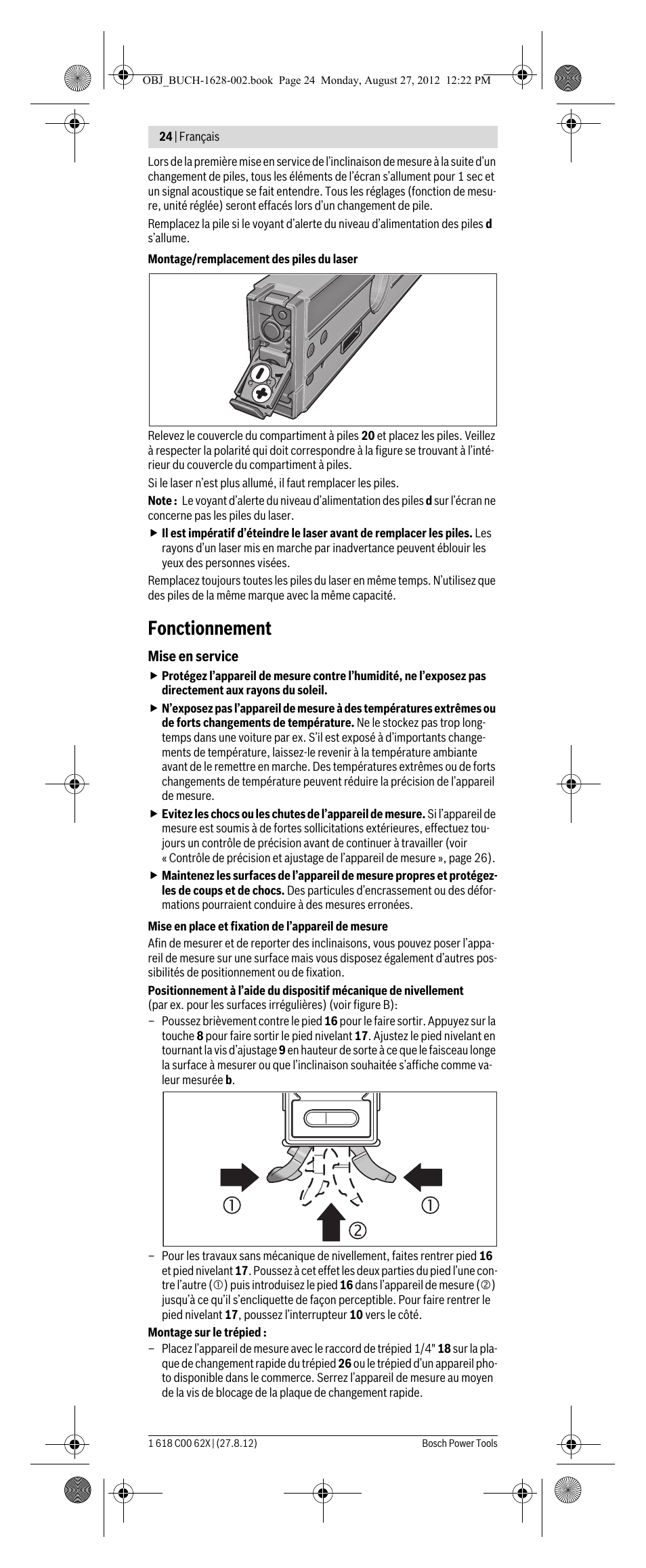 Fonctionnement | Bosch GIM 60 L Professional User Manual | Page 24 / 222