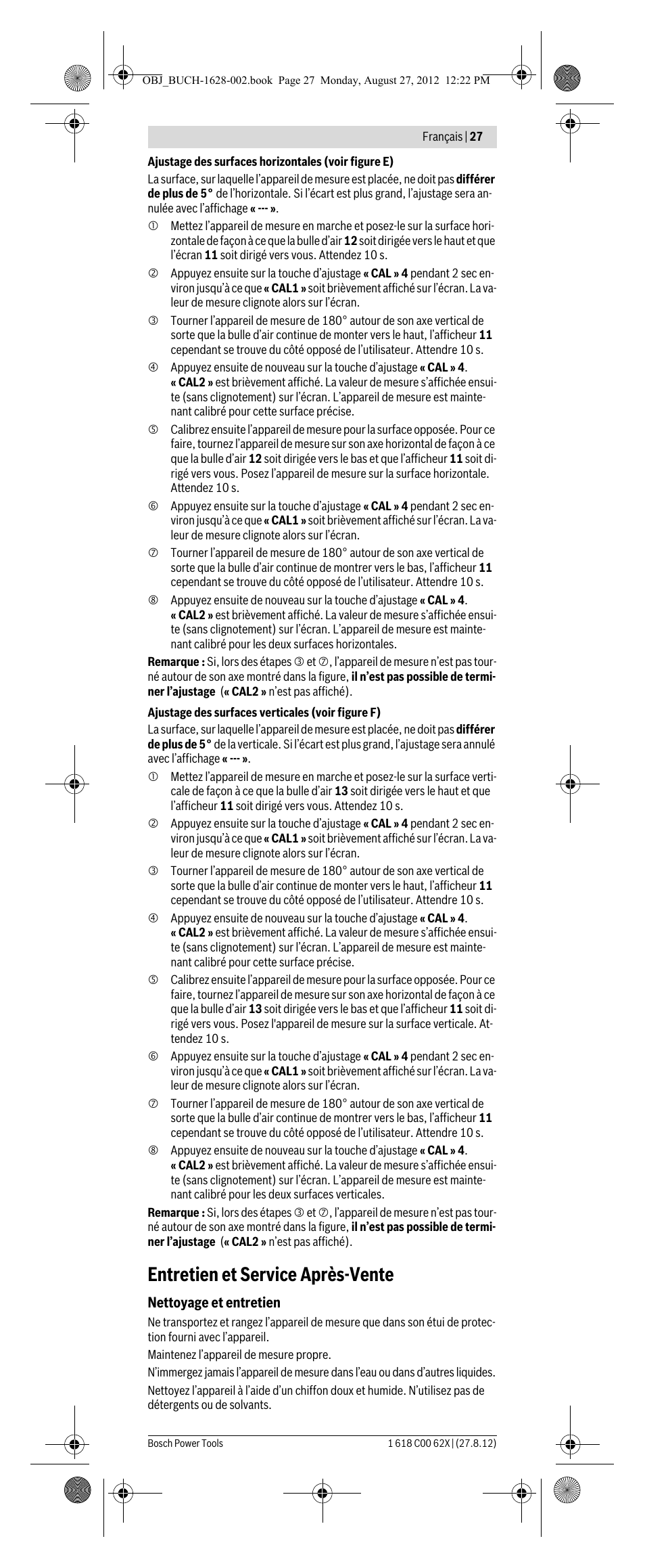 Entretien et service après-vente | Bosch GIM 60 L Professional User Manual | Page 27 / 222