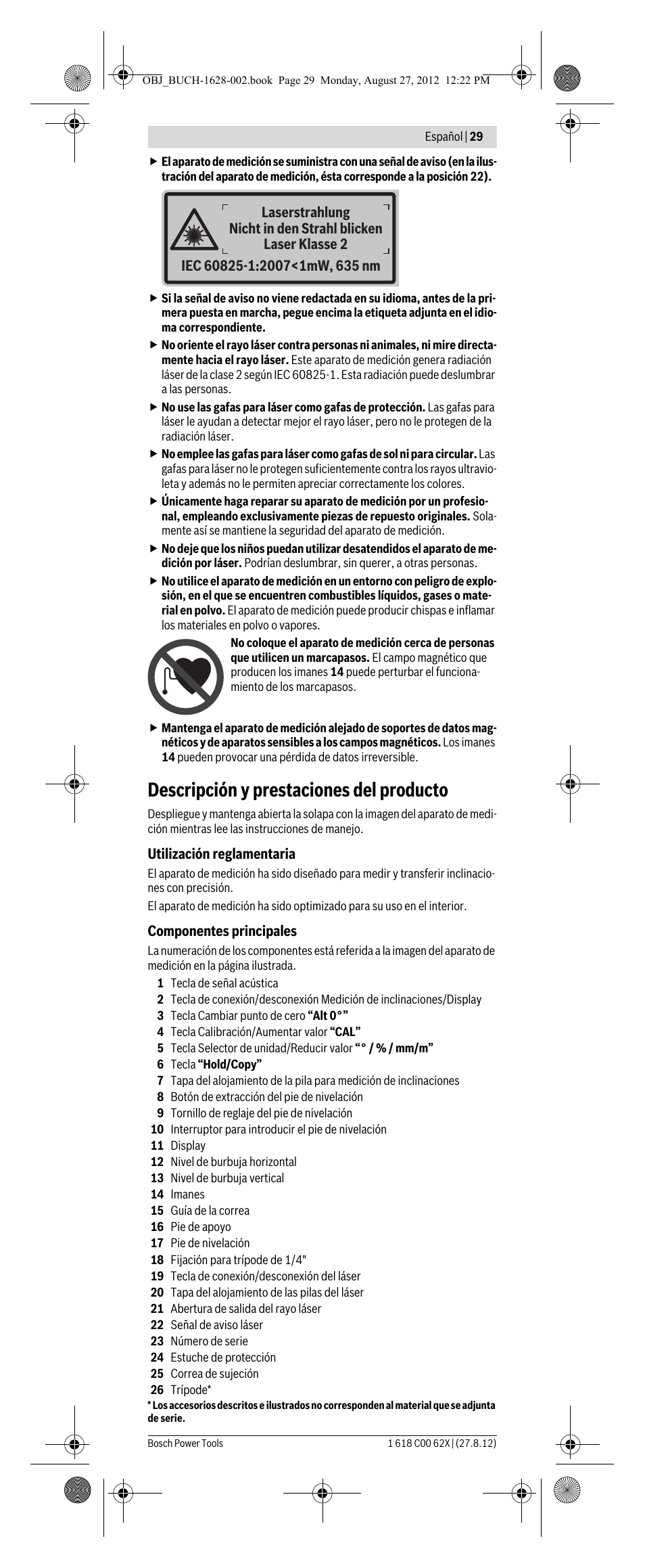 Descripción y prestaciones del producto | Bosch GIM 60 L Professional User Manual | Page 29 / 222