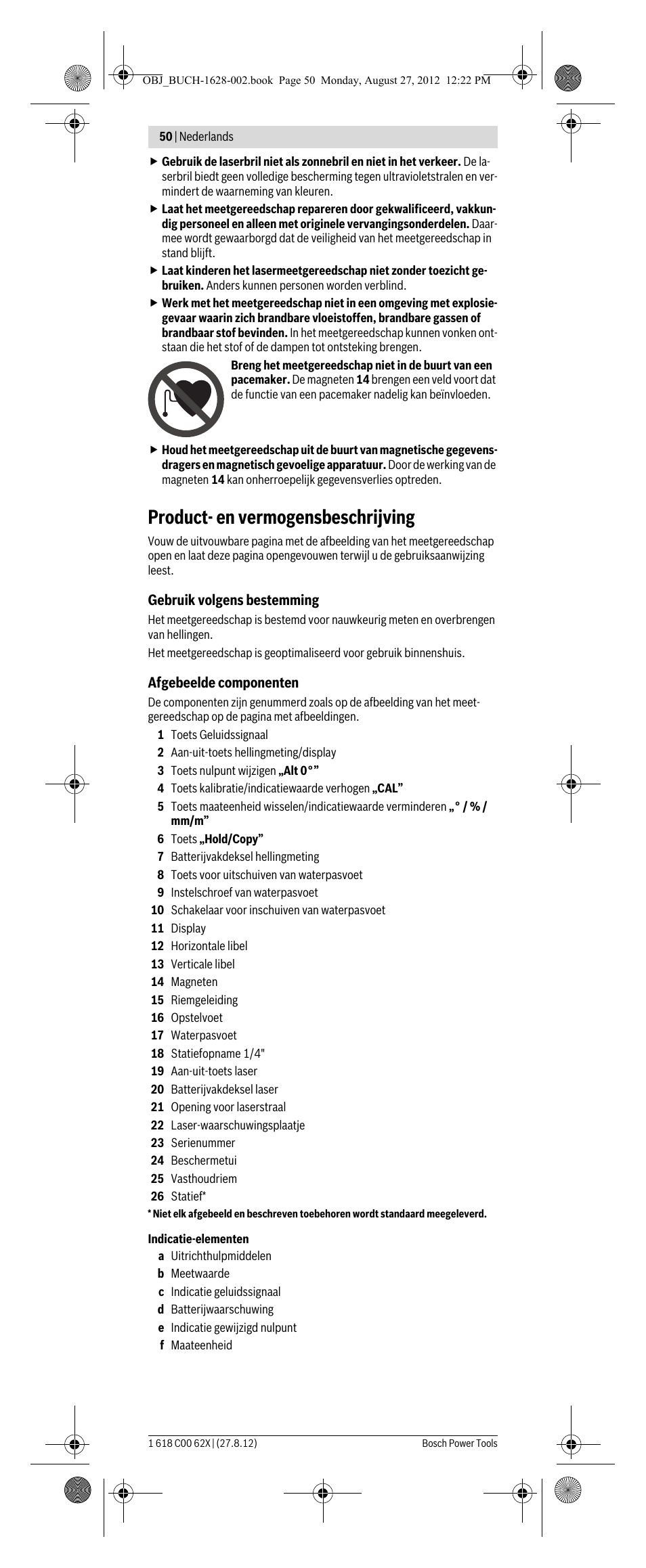 Product- en vermogensbeschrijving | Bosch GIM 60 L Professional User Manual | Page 50 / 222