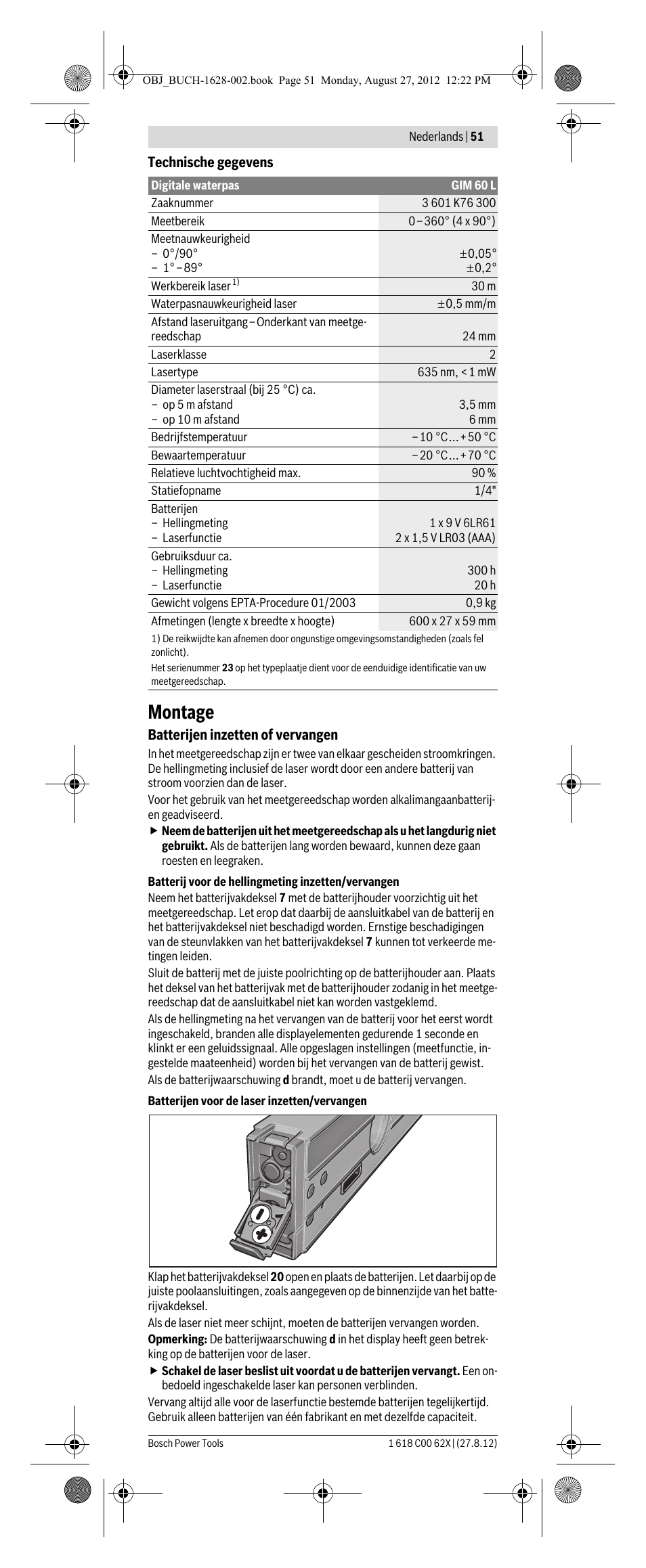 Montage | Bosch GIM 60 L Professional User Manual | Page 51 / 222